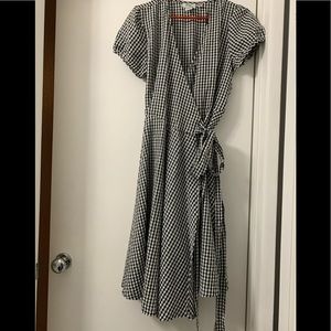 Wrap around gingham midi dress